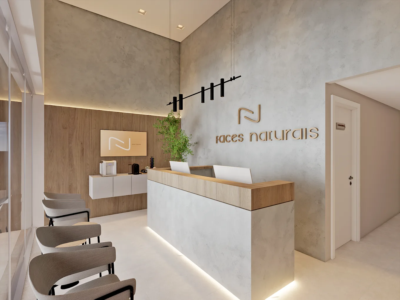 Recepção e sala de espera da unidade Faces Naturais Betim
