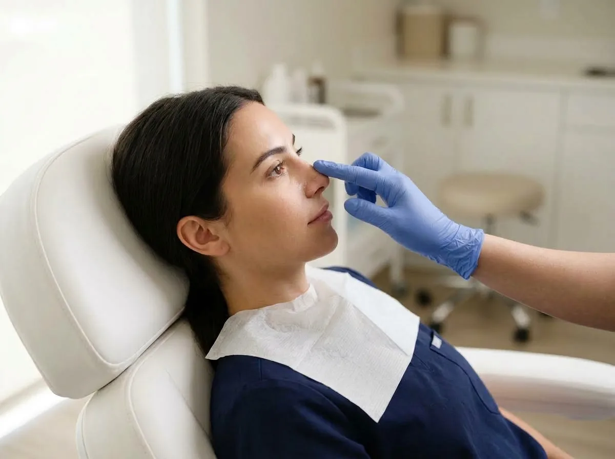 Avaliação do perfil nasal de uma paciente para rinomodelação
